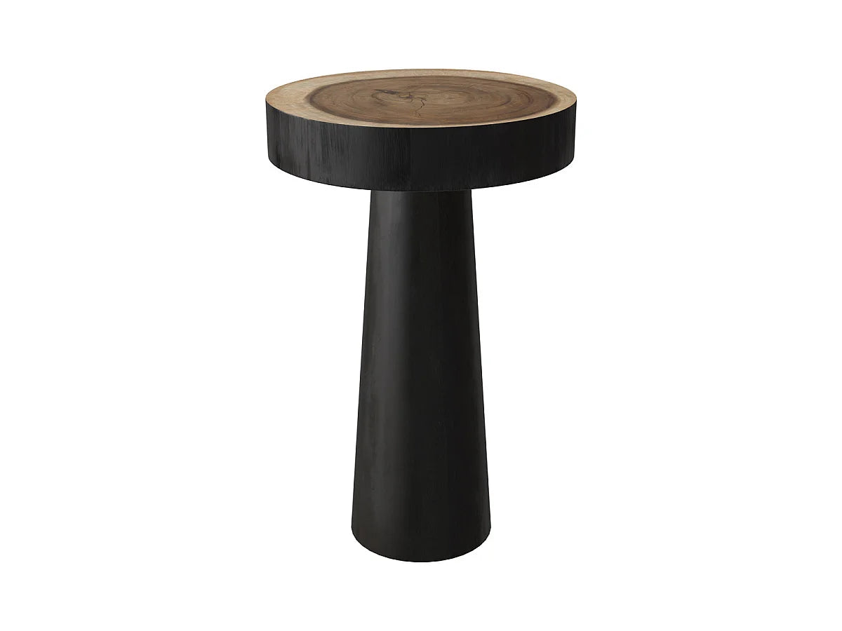 Bout de canapé rond en bois de suar noir – JANAH