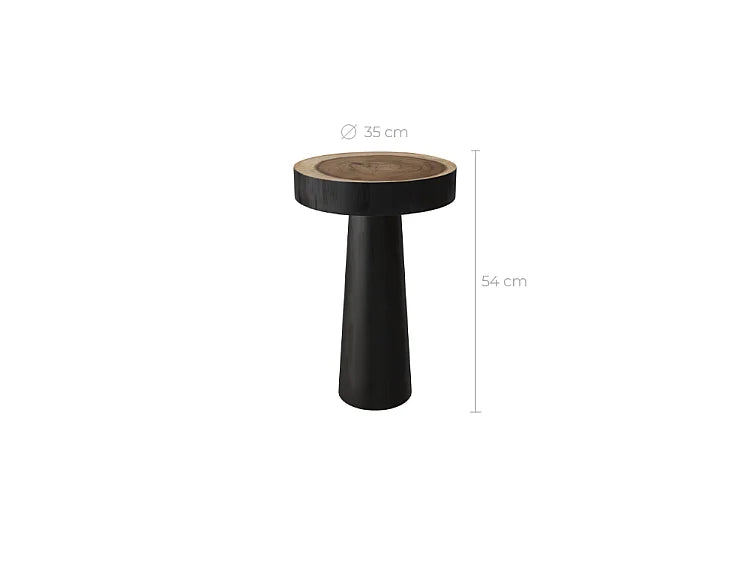 Bout de canapé rond en bois de suar noir – JANAH