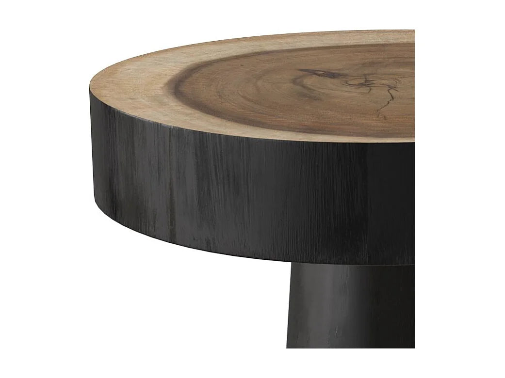 Bout de canapé rond en bois de suar noir – JANAH