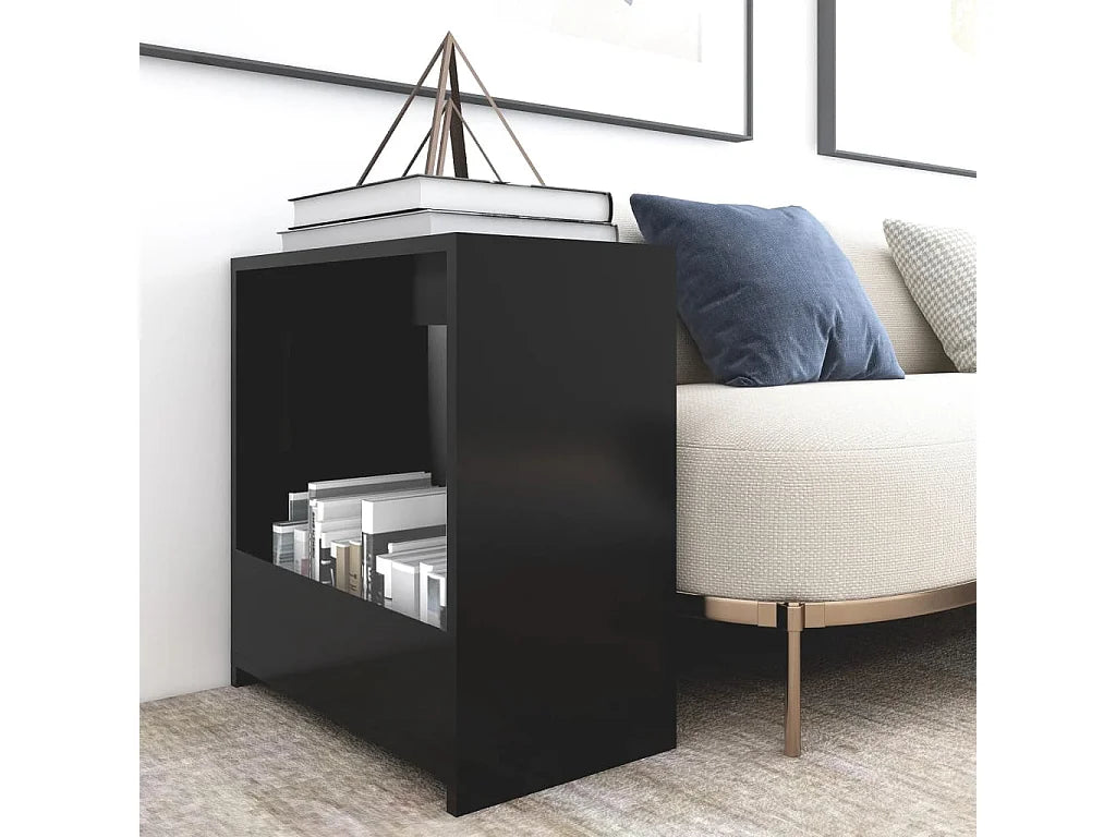 Bout de canapé noir compact en bois – NOCTIS