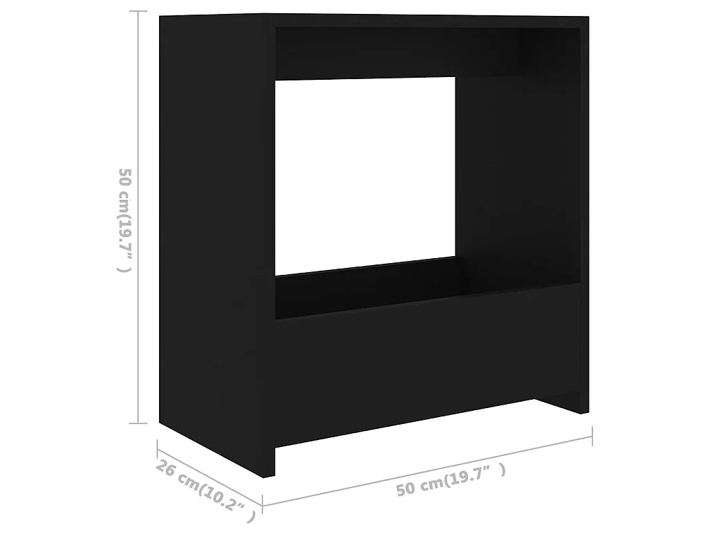 Bout de canapé noir compact en bois – NOCTIS