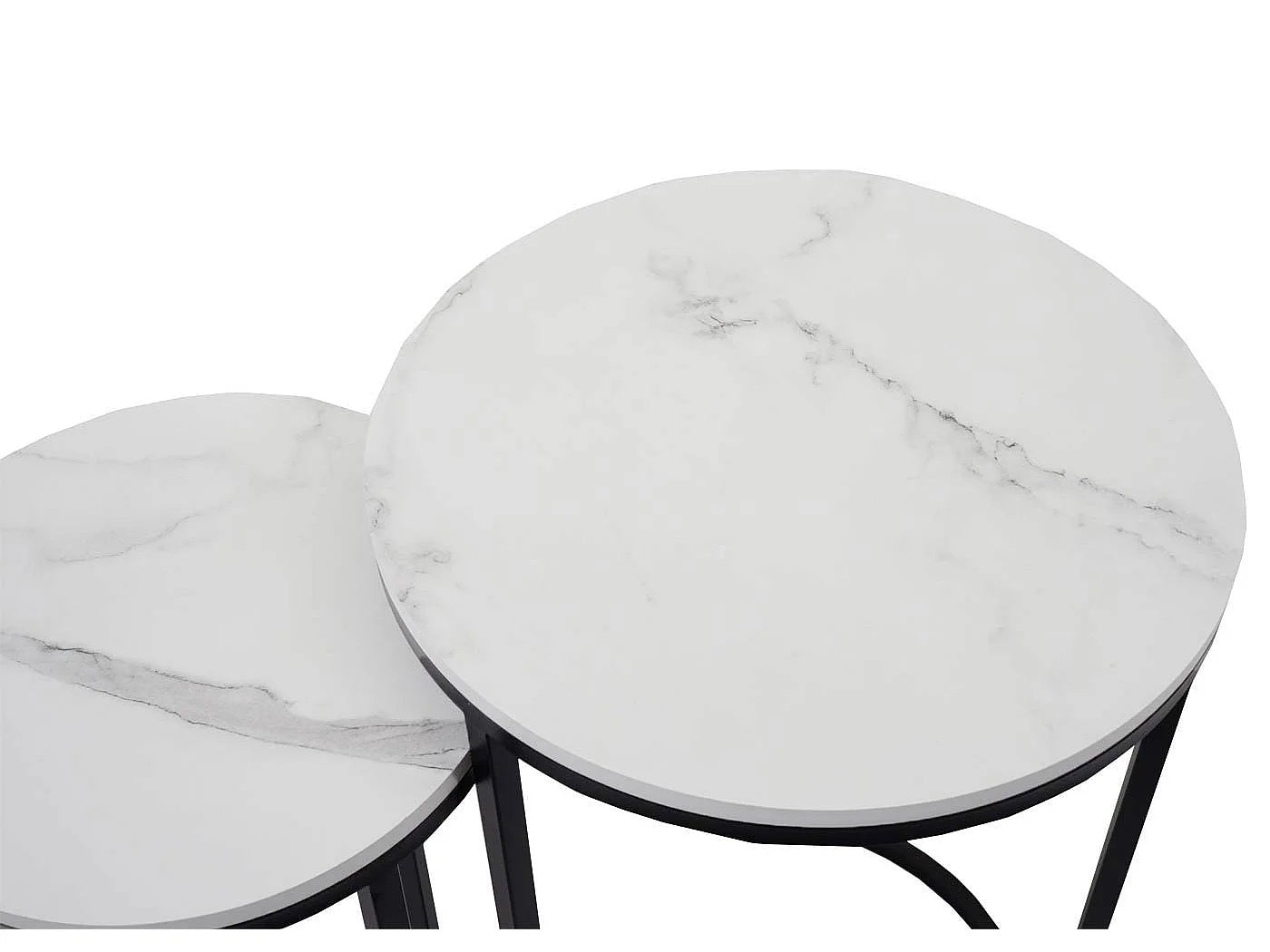 Bout de canapé lot de 2 effet marbre blanc et noir – GIGORA