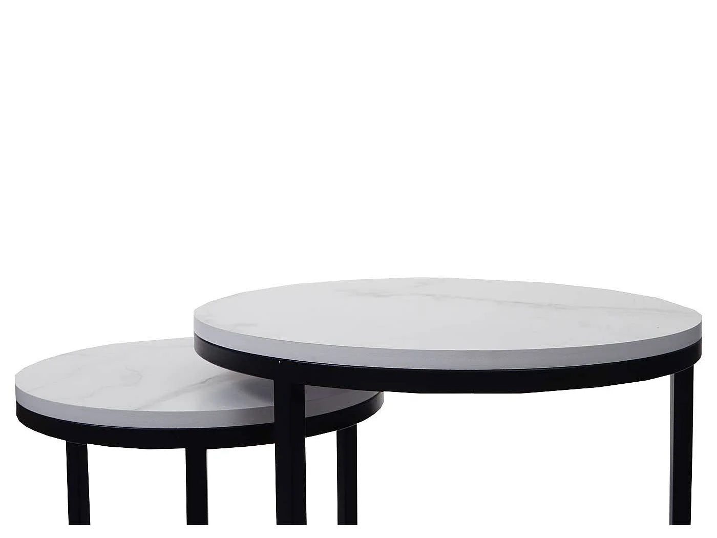 Bout de canapé lot de 2 effet marbre blanc et noir – GIGORA