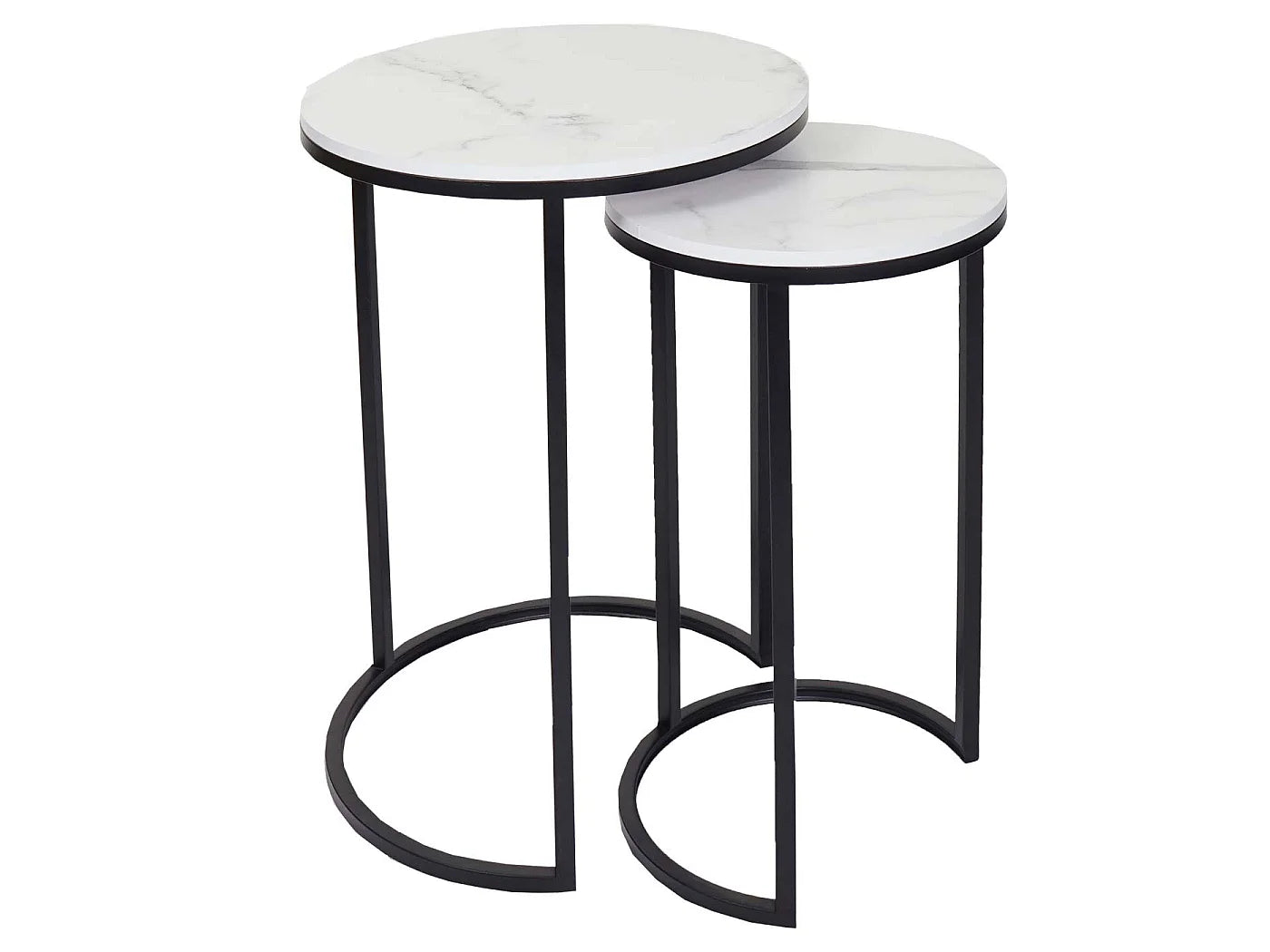 Bout de canapé lot de 2 effet marbre blanc et noir – GIGORA