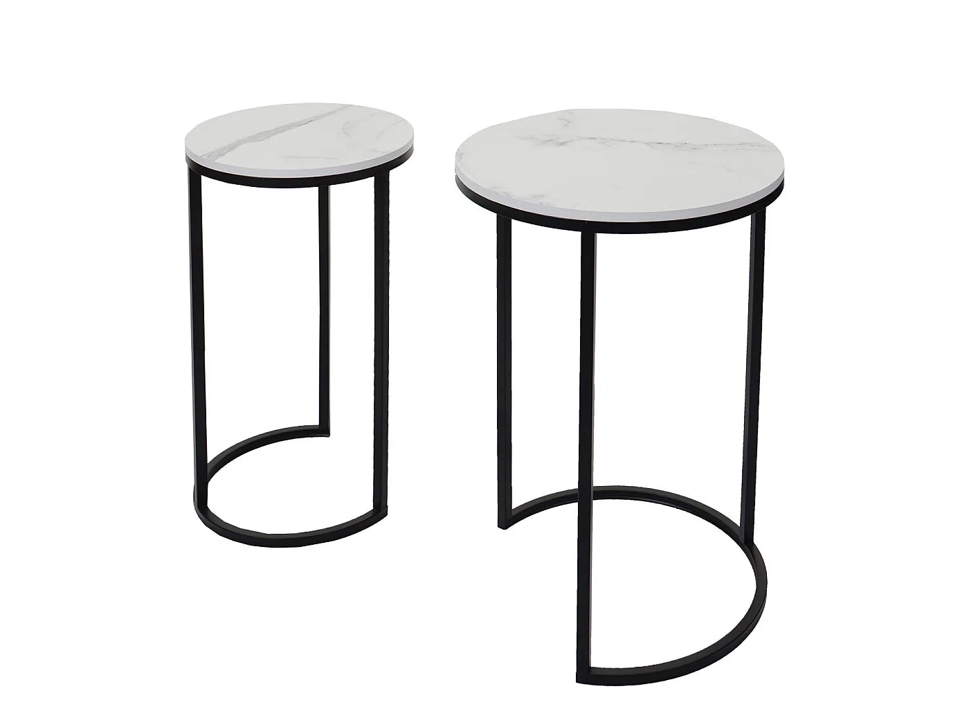 Bout de canapé lot de 2 effet marbre blanc et noir – GIGORA