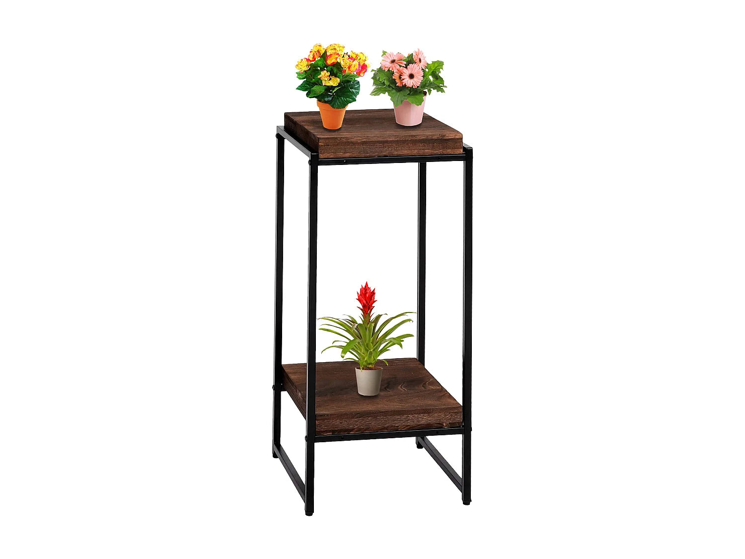 Bout de canapé pin marron haut deux plateaux – TRONCO