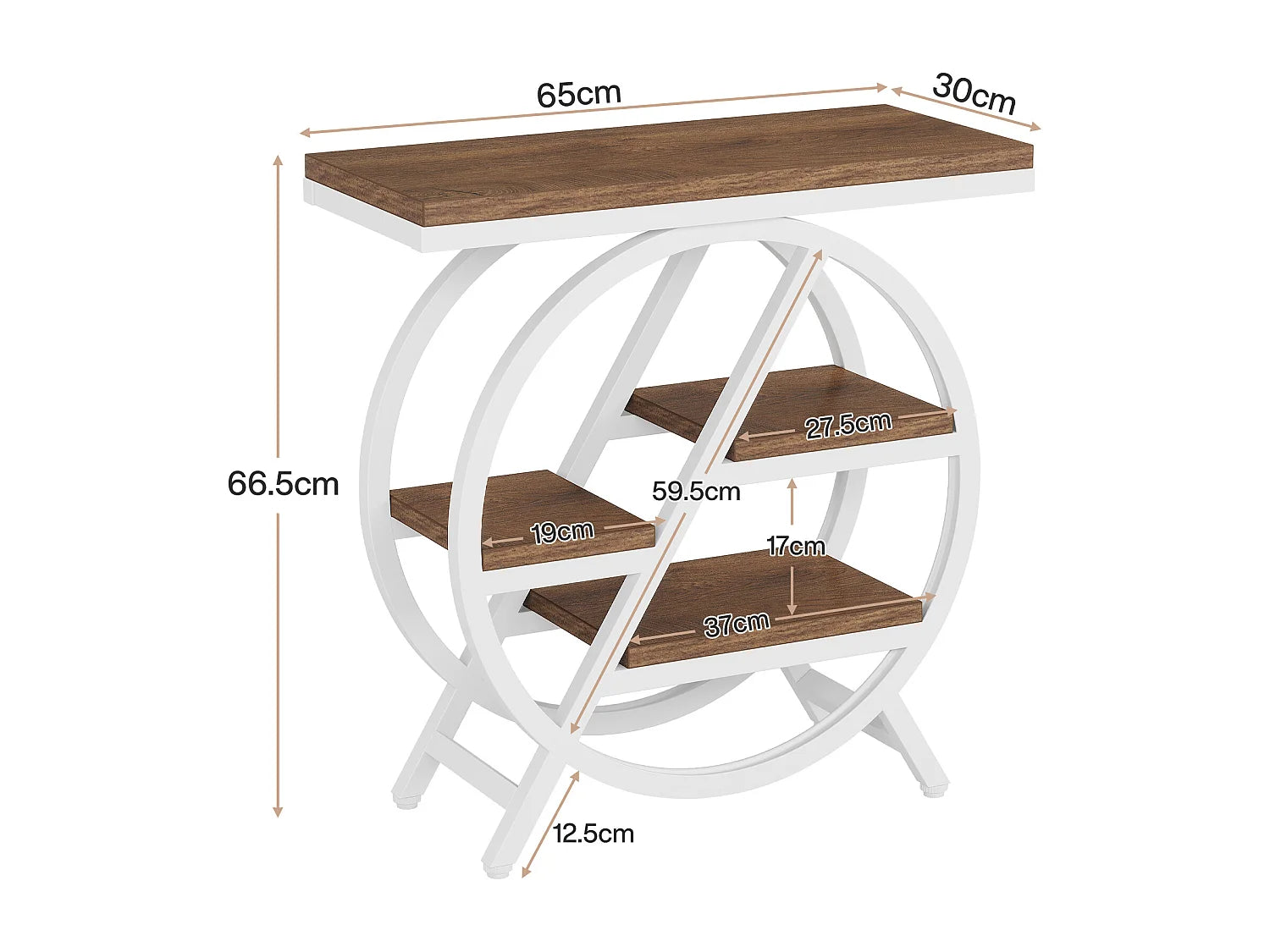 Bout de canapé étroit 3 niveaux blanc – LINEA