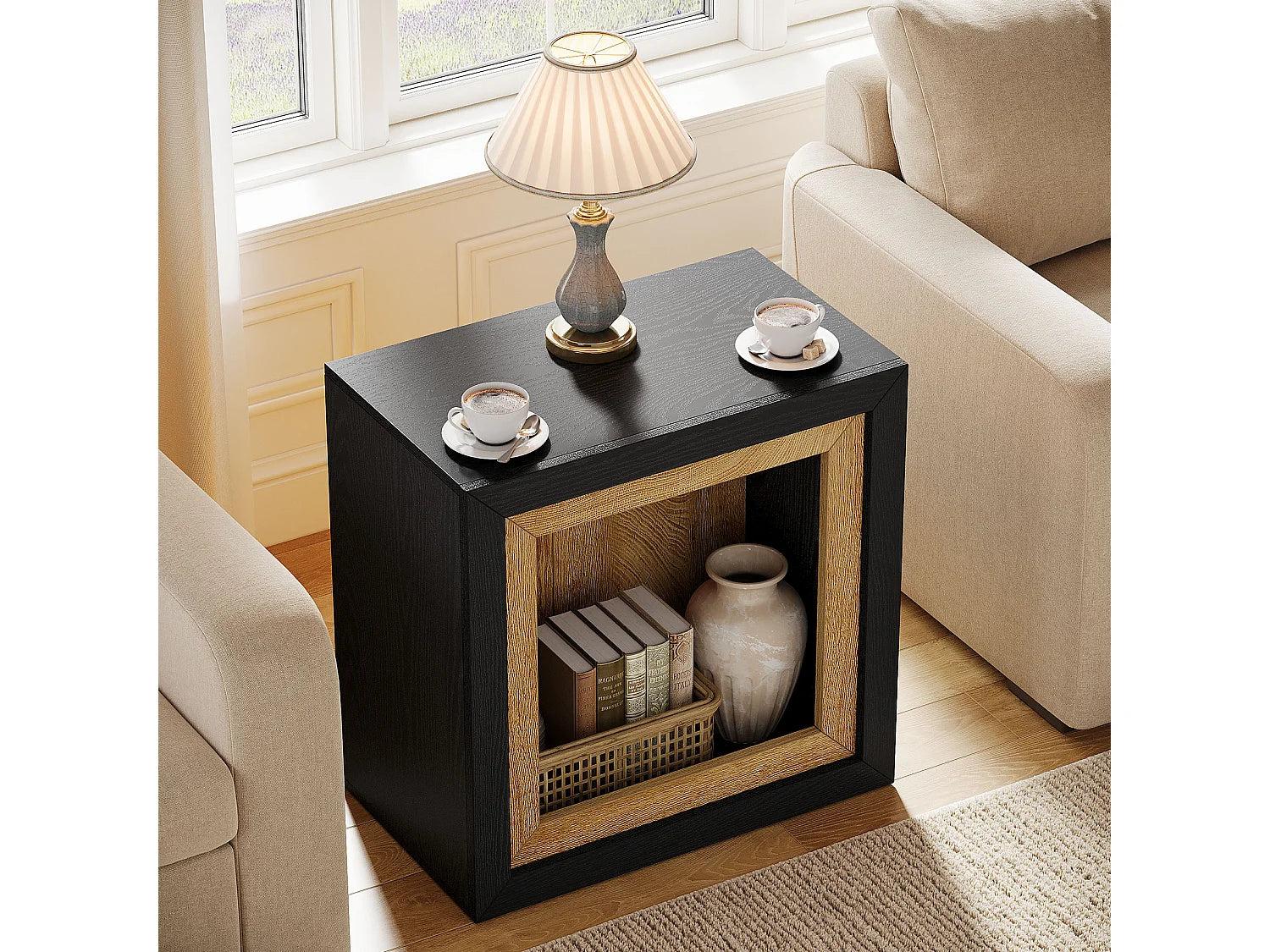 Bout de canapé cube rectangulaire noir – CADRA