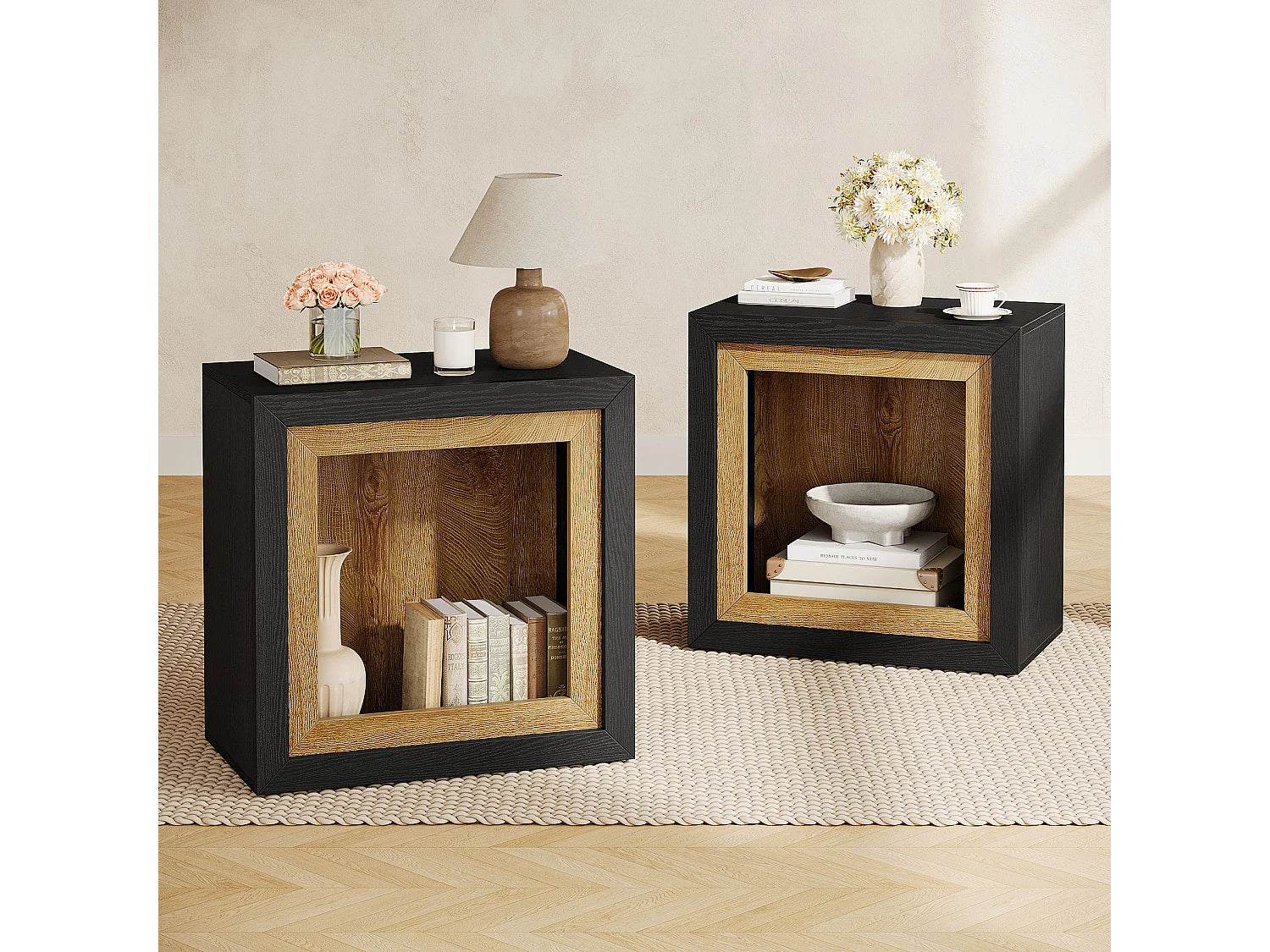 Bout de canapé cube rectangulaire noir – CADRA