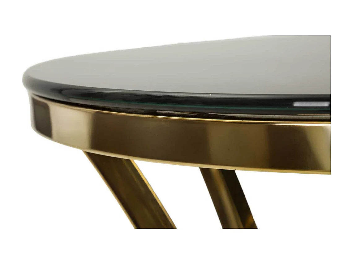 Bout de canapé rond en verre noir et or – SLATE