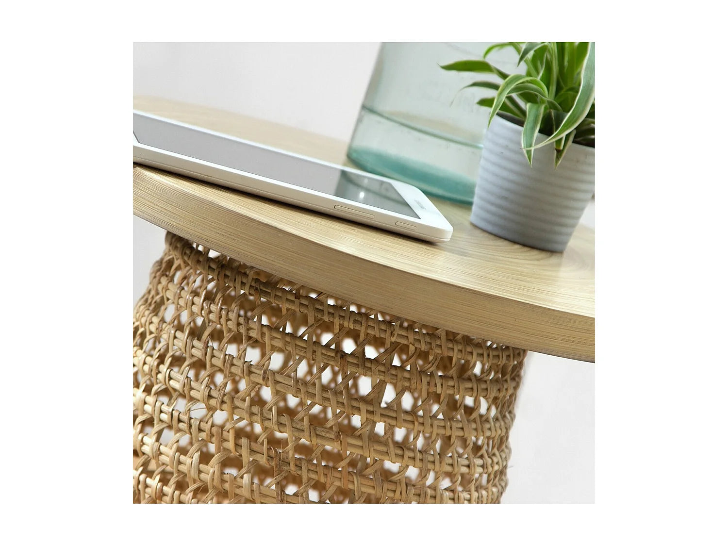 Bout de canapé carré en rotin naturel – KAYU