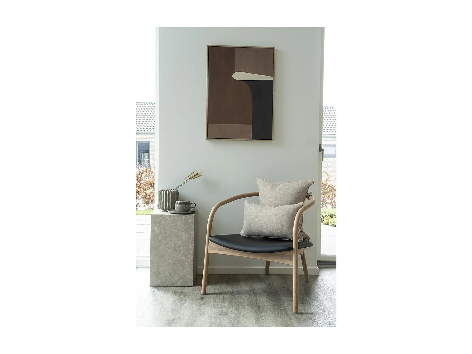 Bout de canapé d'angle effet marbre beige – CARRARE