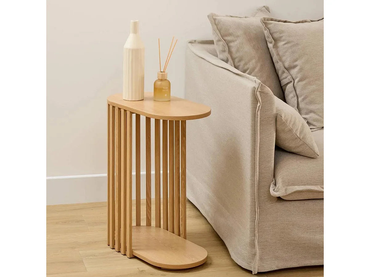 Bout de canapé design ajouré beige – STRIPO