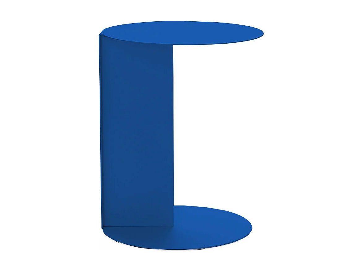 Bout de canapé rond en métal bleu épuré – JOLEN