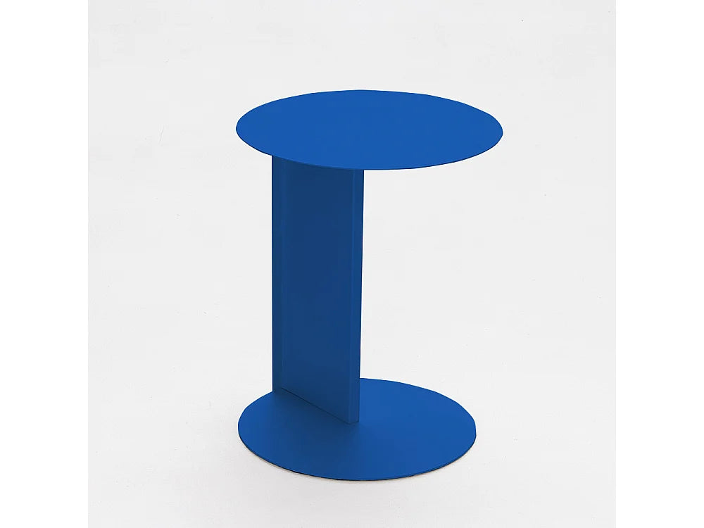 Bout de canapé rond en métal bleu épuré – JOLEN