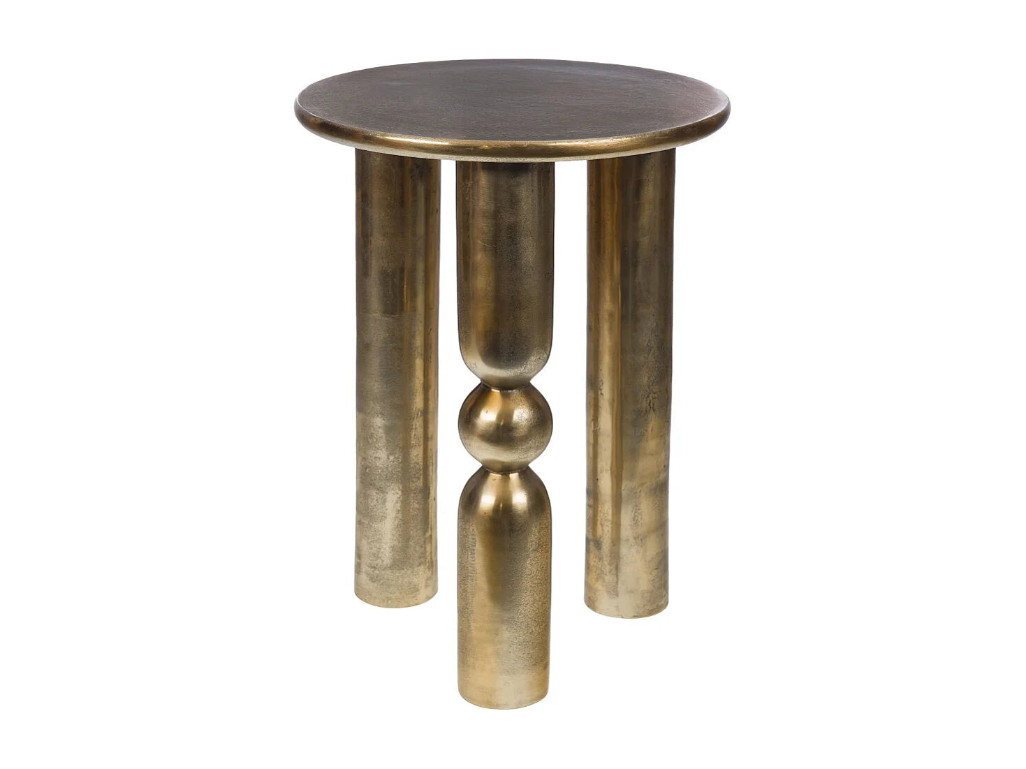 Bout de canapé rond en aluminium doré – KORINTH