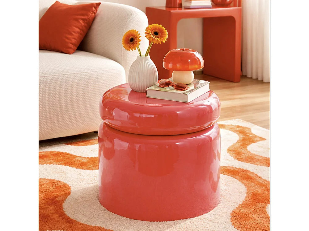 Bout de canapé rond terracotta laqué – BRAISE
