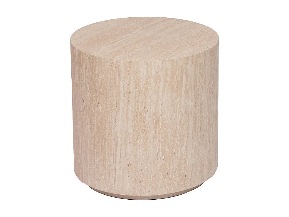 Bout de canapé cylindrique effet travertin beige – MINÉRAL