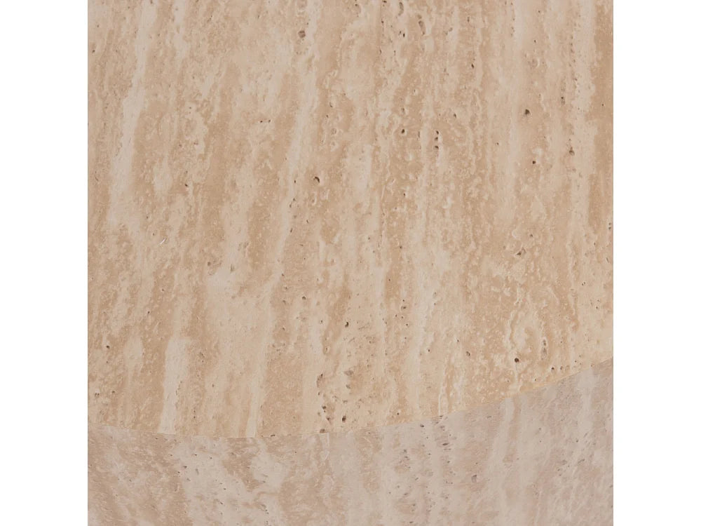Bout de canapé cylindrique effet travertin beige – MINÉRAL