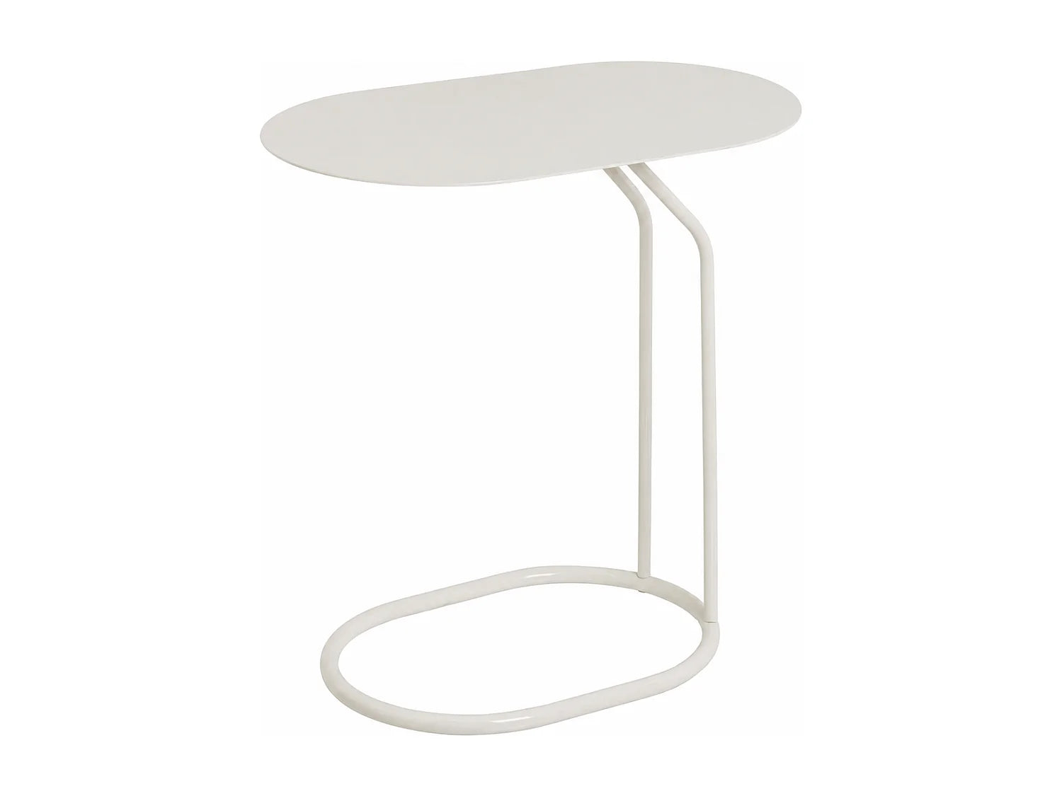 Bout de canapé en C plateau ovale métal beige – SOLEA