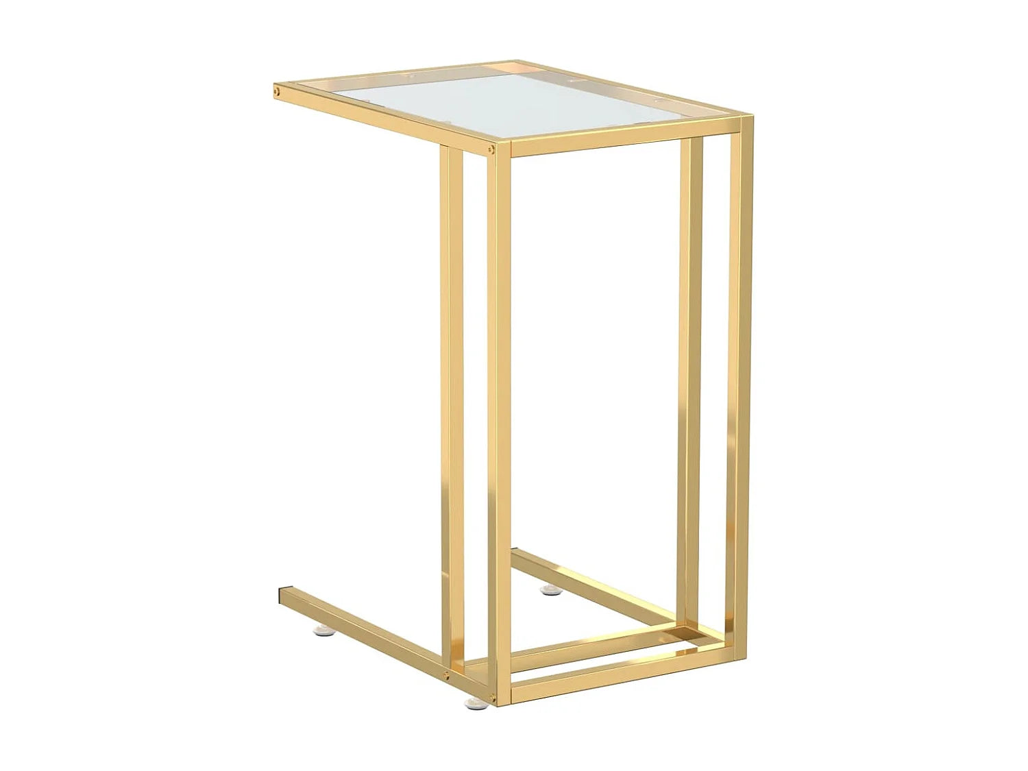 Bout de canapé en verre trempé transparent et or – LUMIO