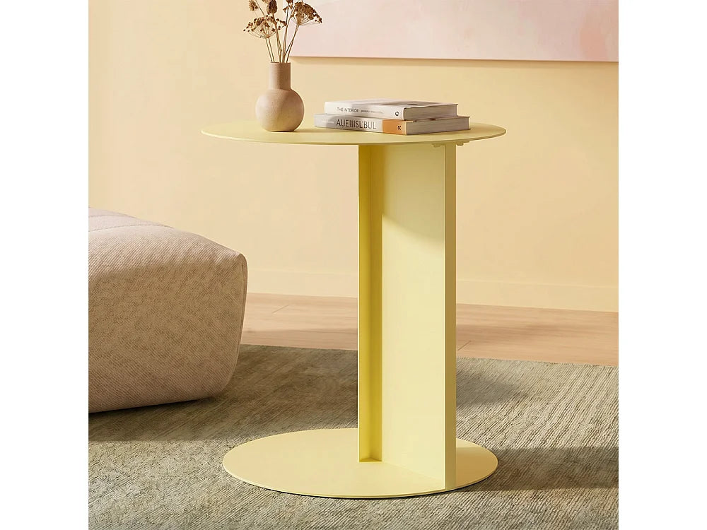 Bout de canapé rond en métal jaune – SOLANA
