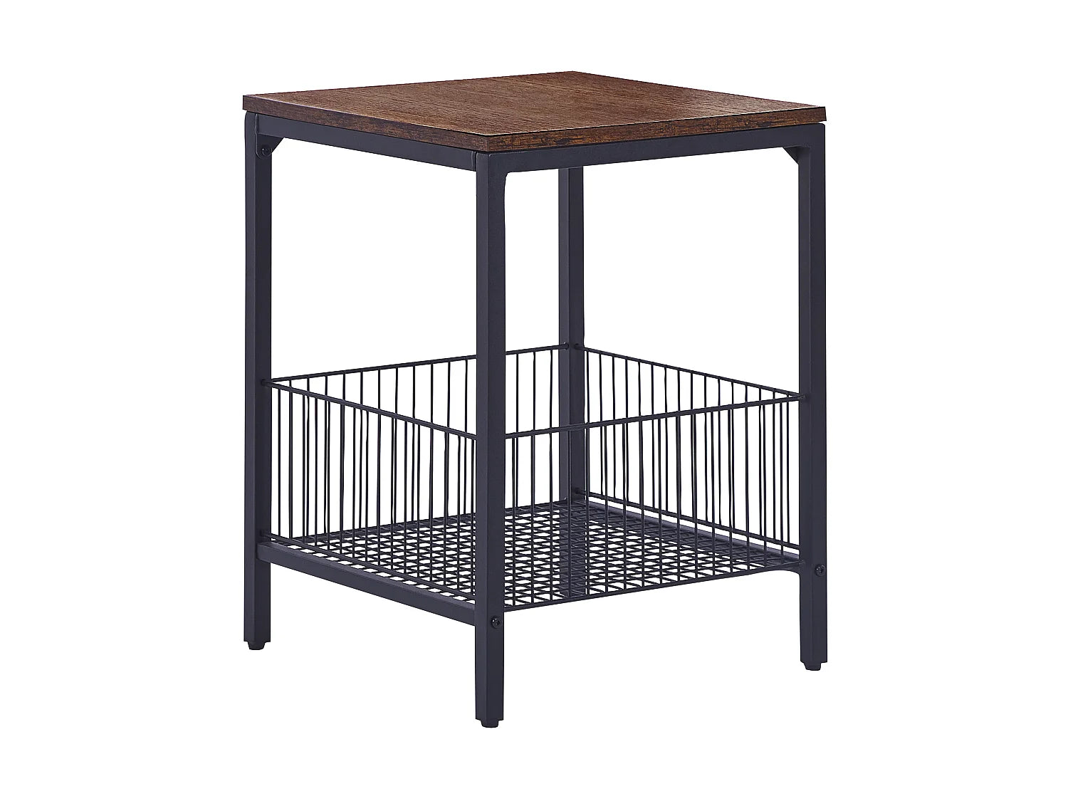 Bout de canapé noir carré avec panier de rangement – KENRA