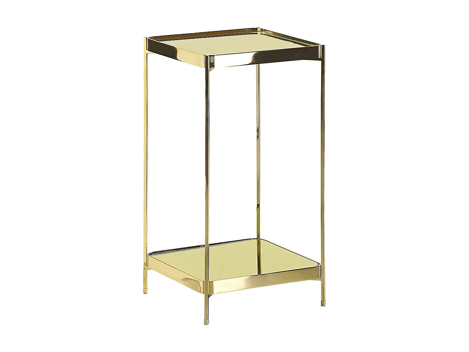Bout de canapé carré en verre doré miroir – LUMEA