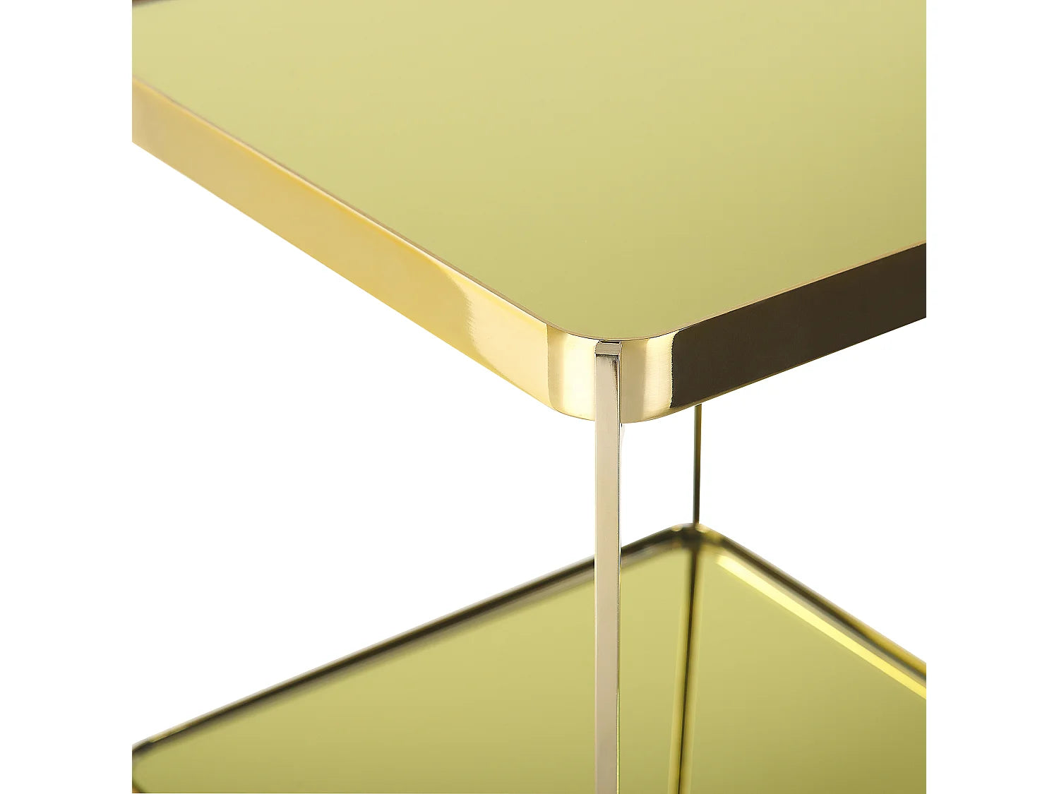 Bout de canapé carré en verre doré miroir – LUMEA
