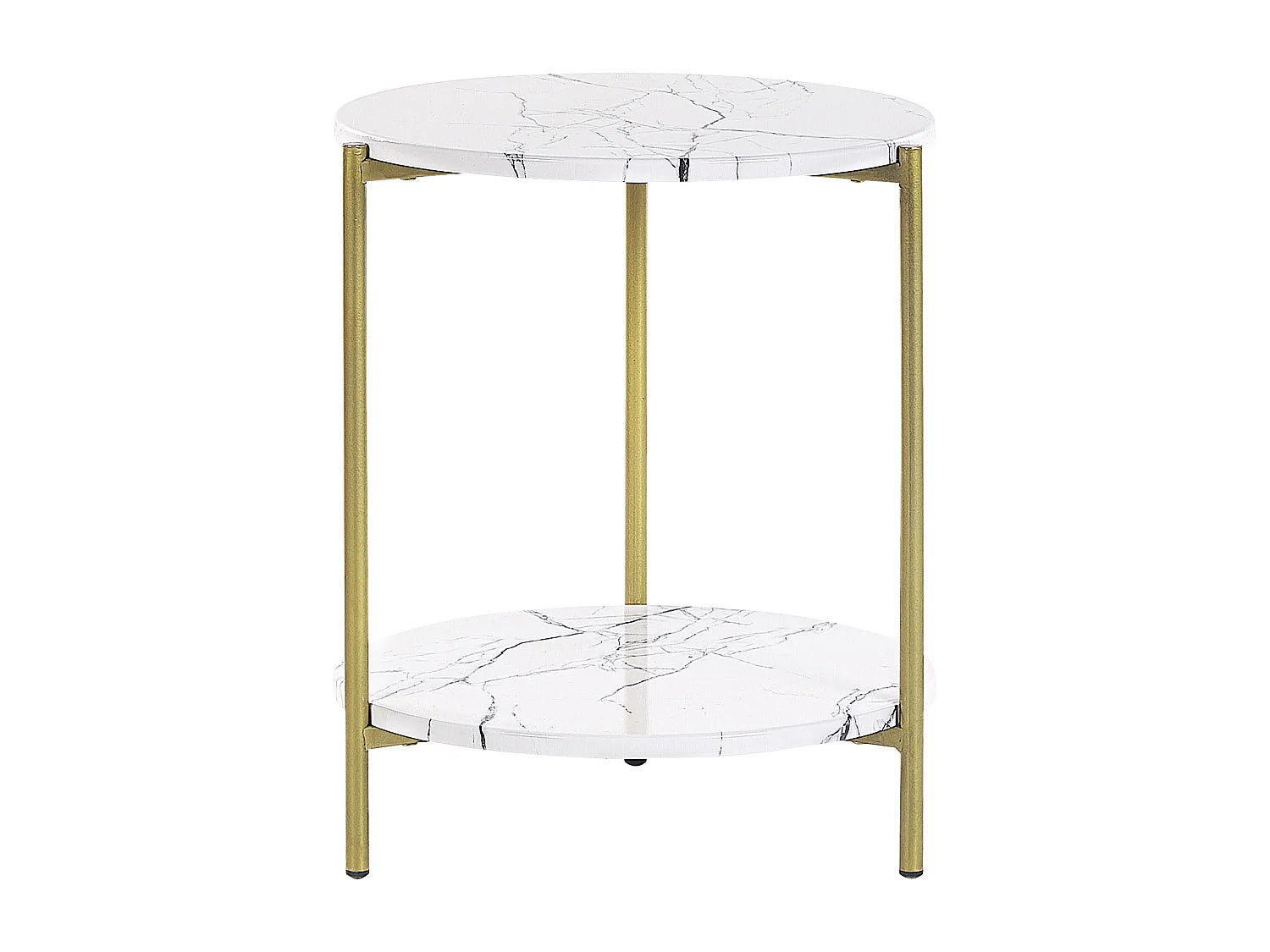Bout de canapé rond effet marbre blanc doré – MARLO