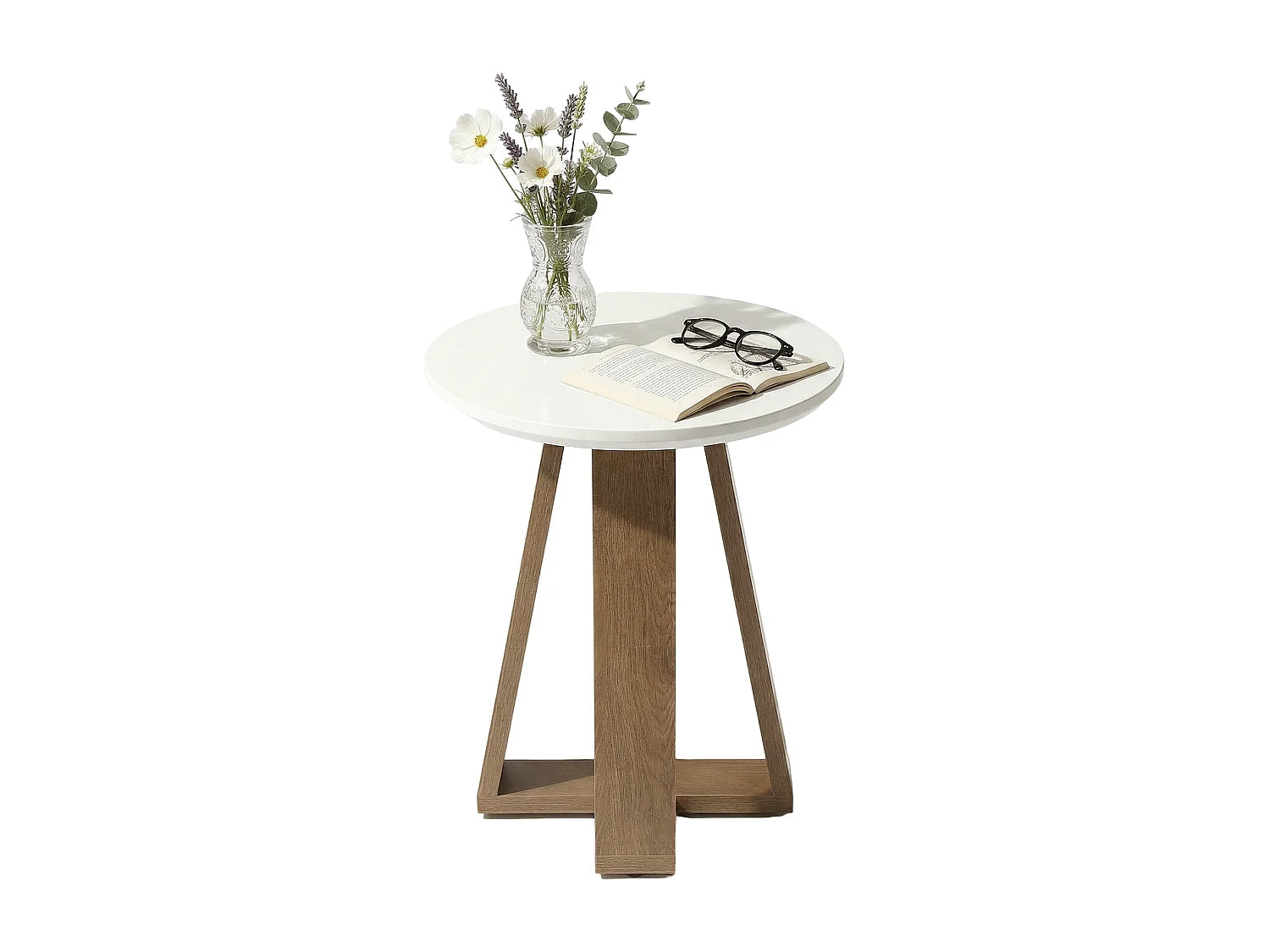 Bout de canapé rond moderne en MDF blanc – AVELYN
