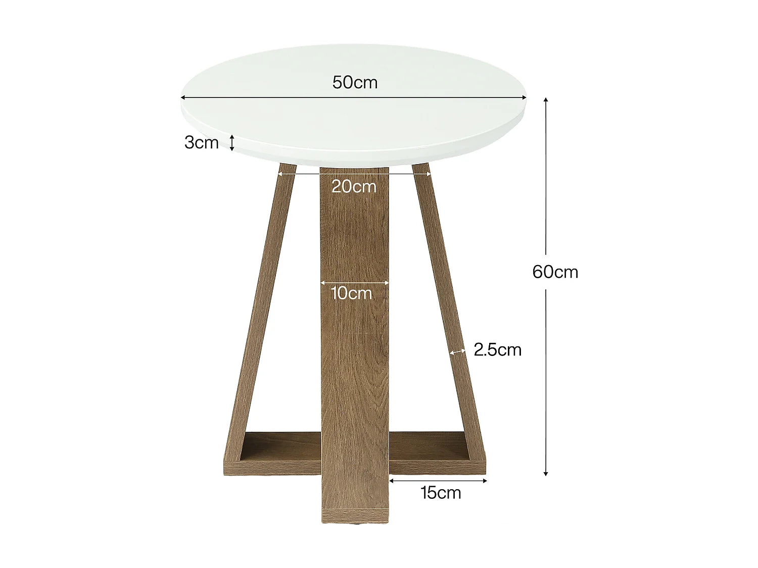 Bout de canapé rond moderne en MDF blanc – AVELYN
