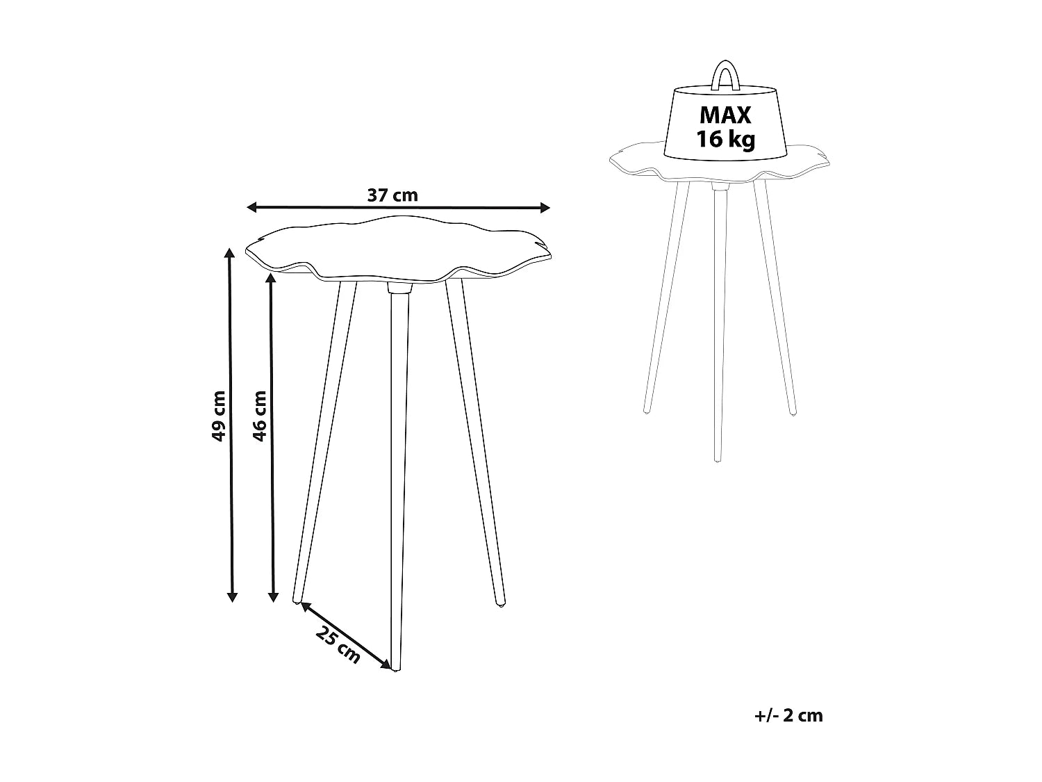 Bout de canapé doré base trois pieds – PRIMO