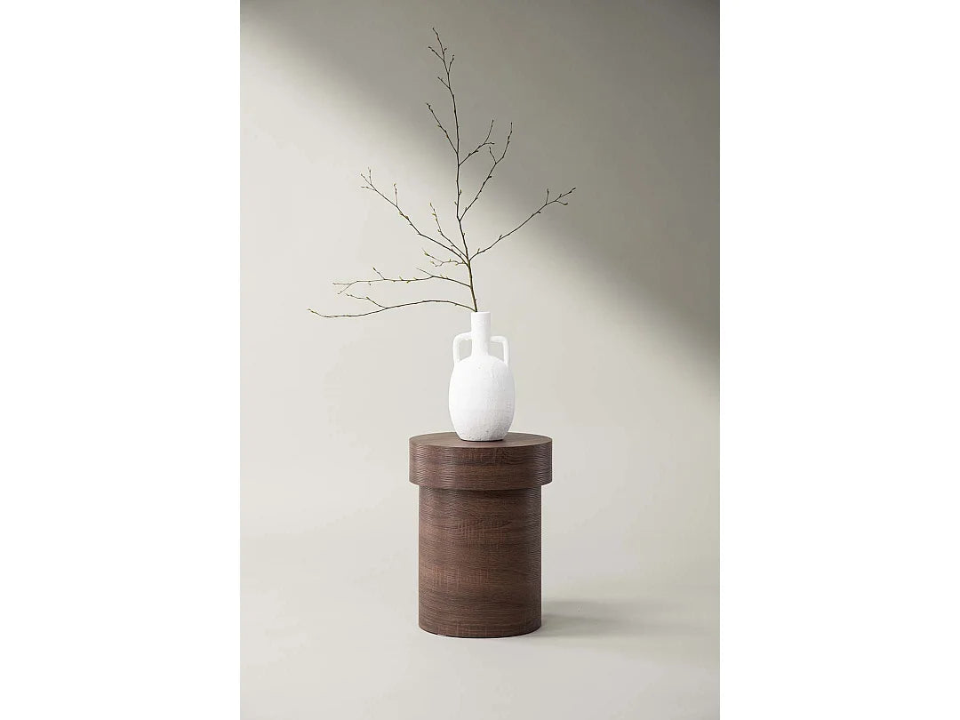 Bout de canapé cylindrique en bois marron – MALVA