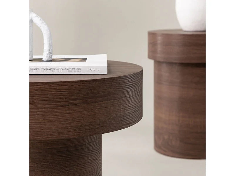 Bout de canapé cylindrique en bois marron – MALVA