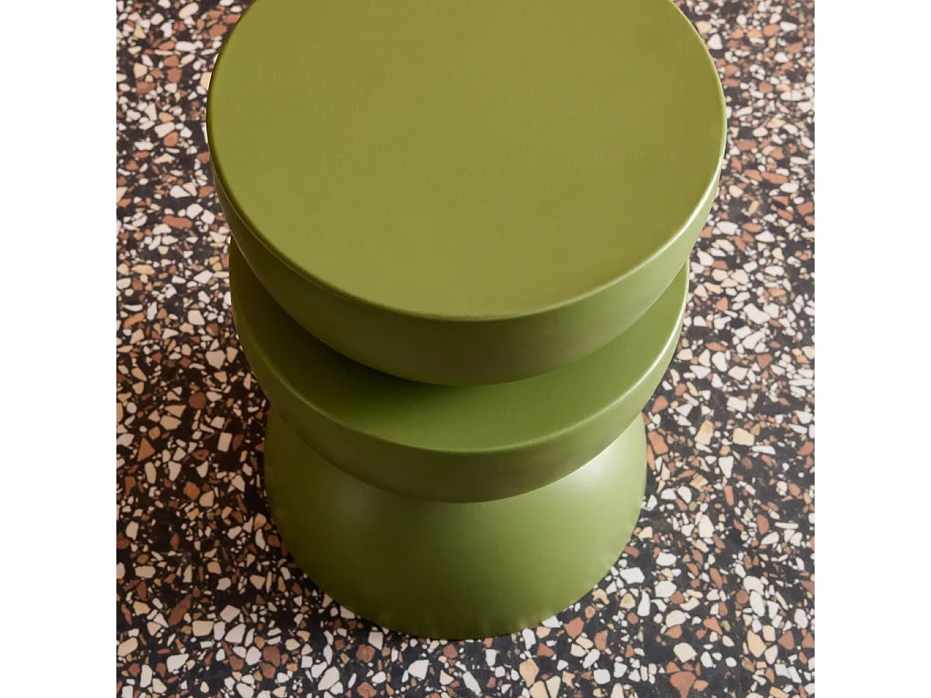 Bout de canapé rond en métal vert kaki – COUMBA