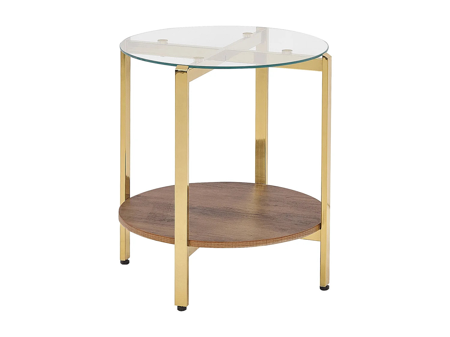 Bout de canapé rond verre et métal doré – LOVELL