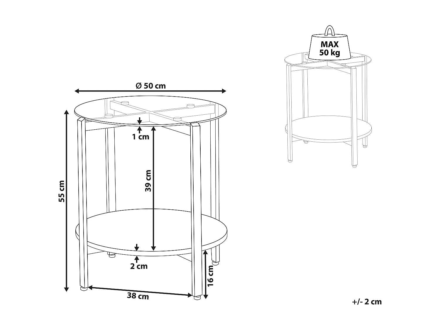 Bout de canapé rond verre et métal doré – LOVELL