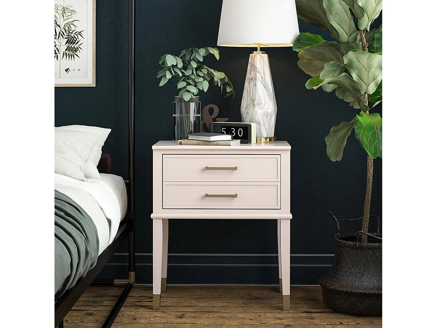 Bout de canapé en MDF rose avec tiroir – BLUSH