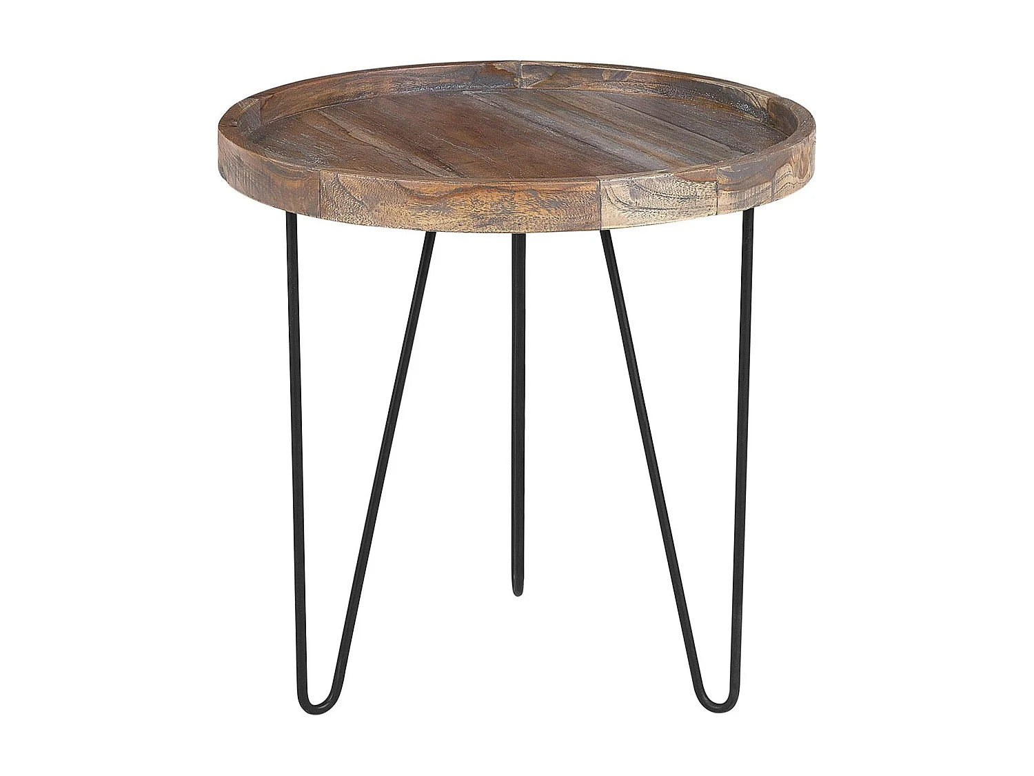 Bout de canapé rond en bois marron foncé – JAVA