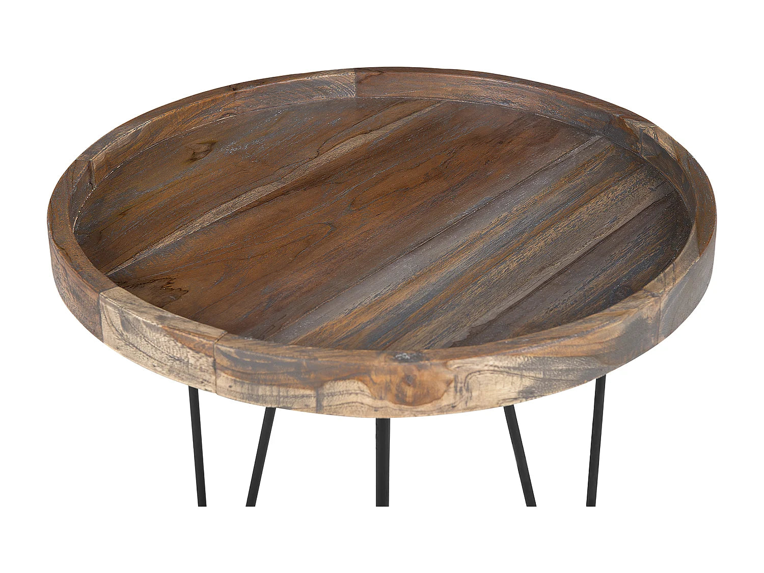 Bout de canapé rond en bois marron foncé – JAVA