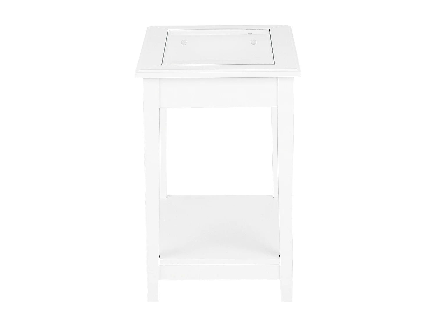 Bout de canapé blanc plateau en verre trempé – ATTUA