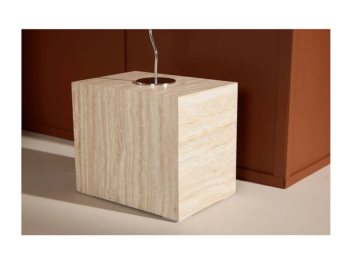 Bout de canapé effet travertin beige – PIETRA