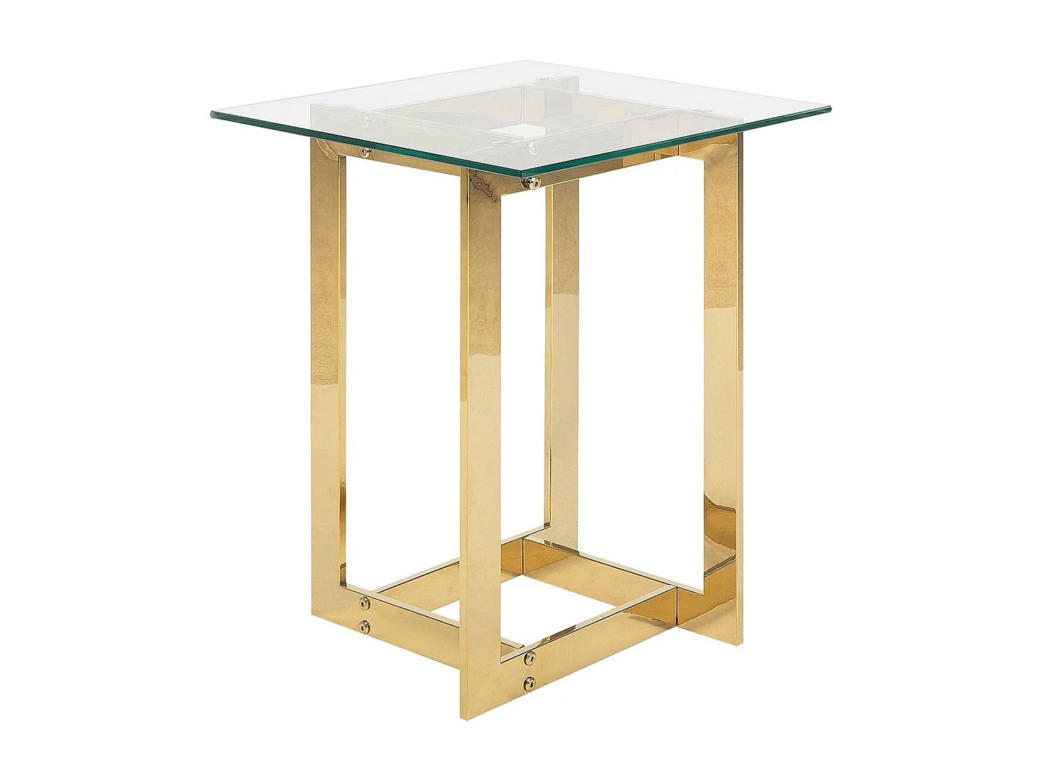 Bout de canapé carré en verre et métal doré – HALO