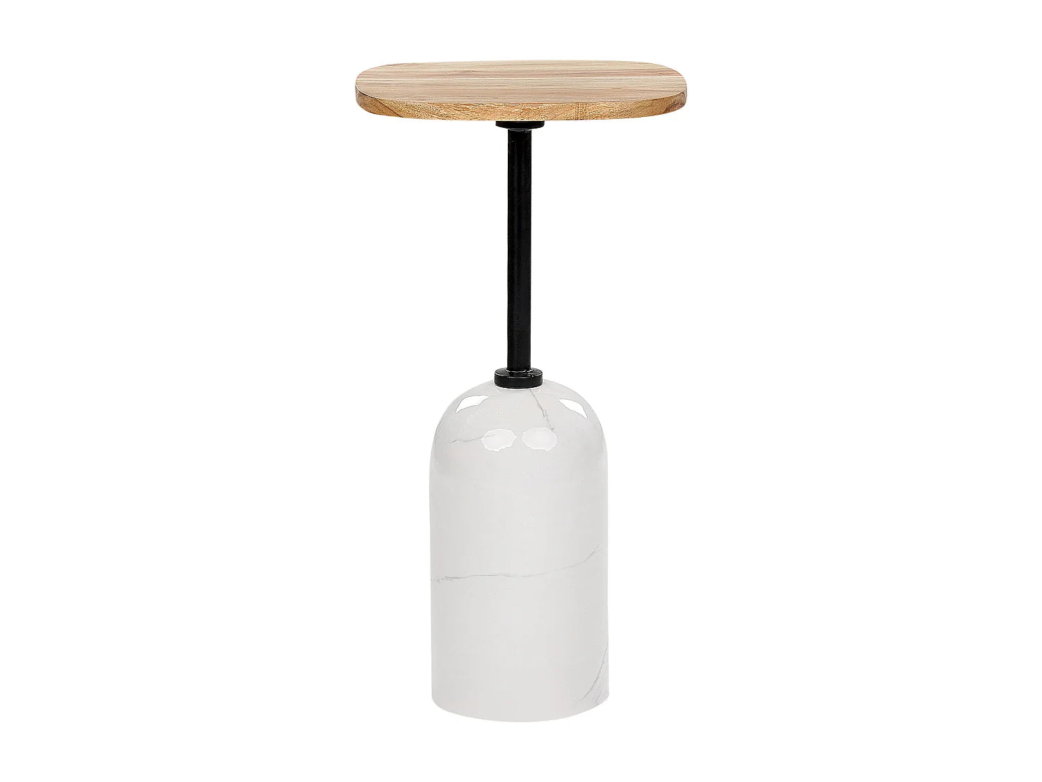Bout de canapé rond bois et métal blanc – LUMINA
