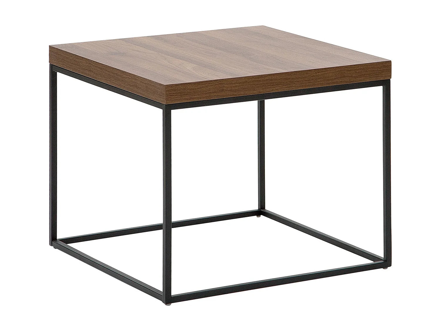 Bout de canapé carré imitation bois foncé – DELARA