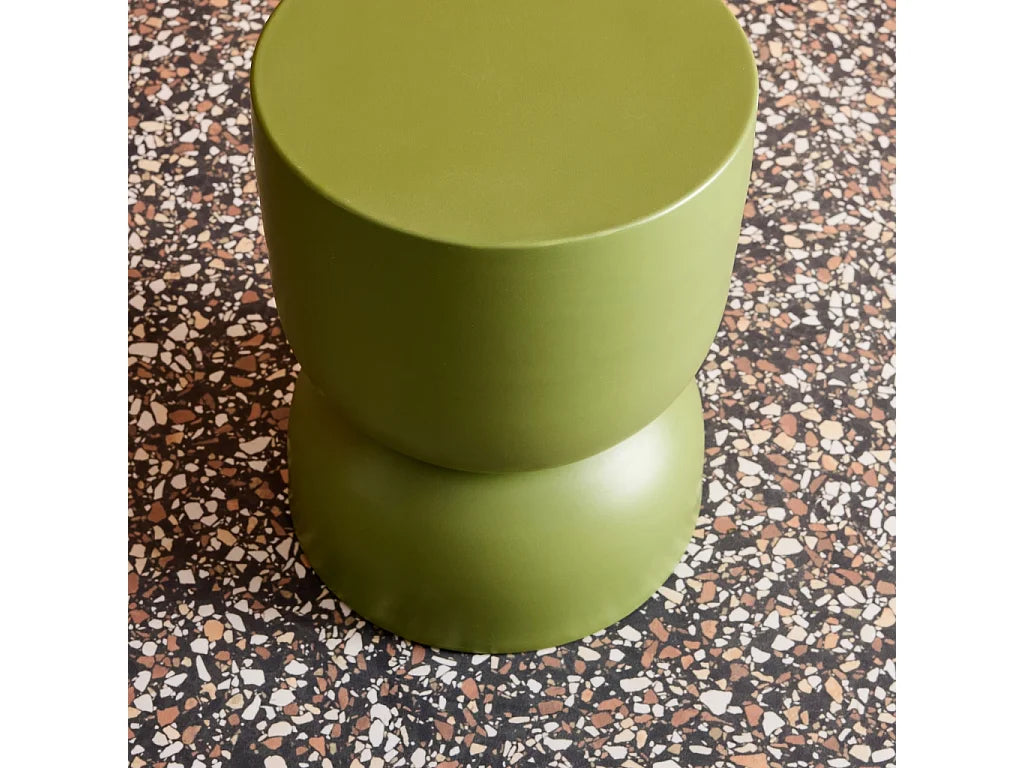 Bout de canapé rond en métal vert kaki – PRADO