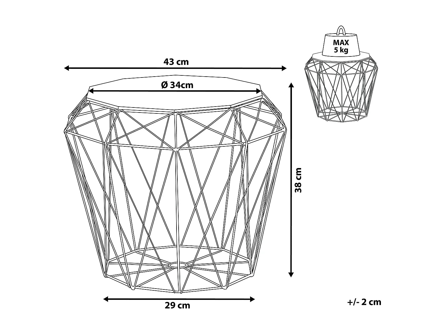 Bout de canapé cage en métal noir plateau bois – DIAMA