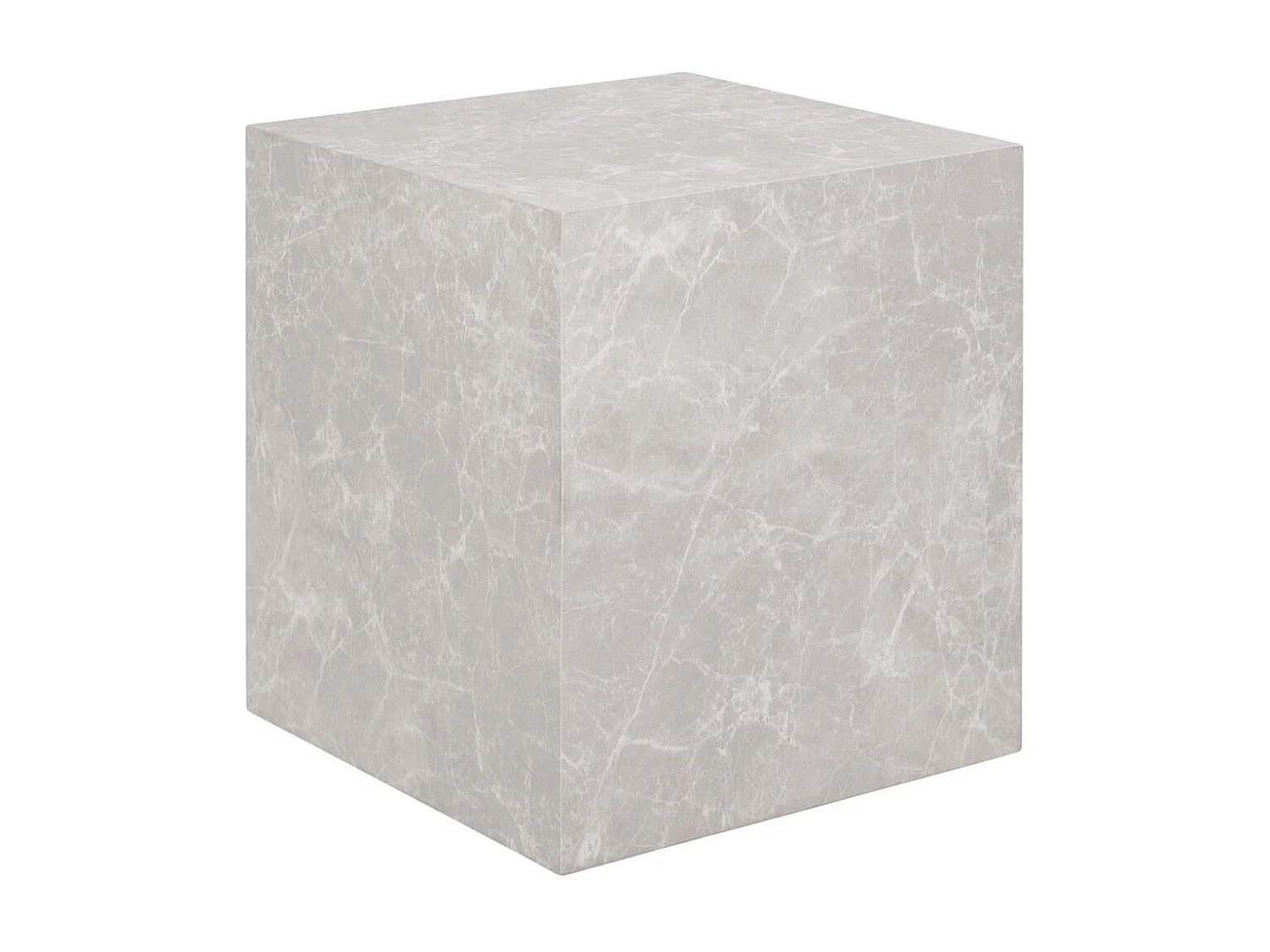 Bout de canapé rond effet marbre beige – PRADO