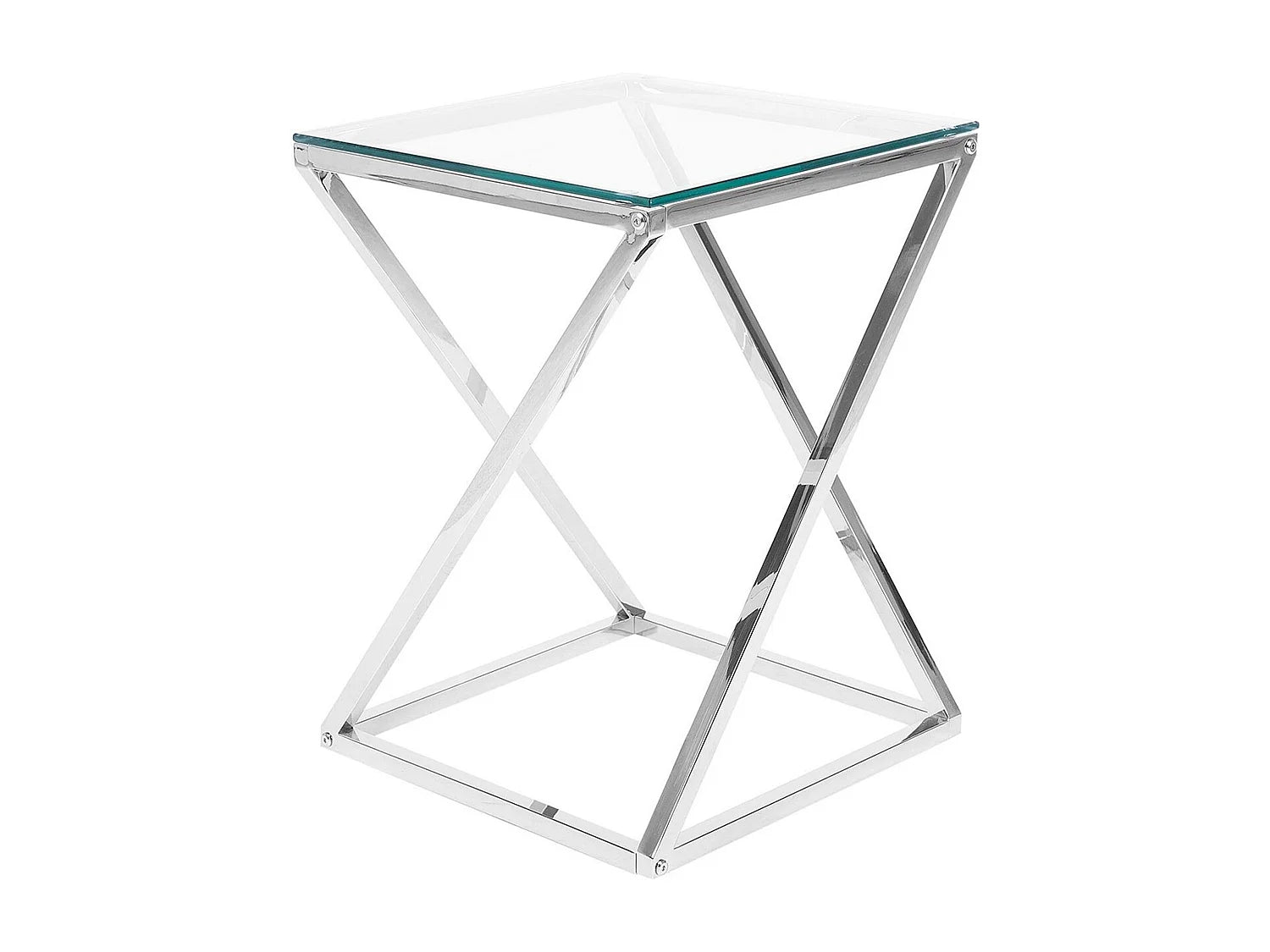 Bout de canapé carré en verre argenté – BEVERLY